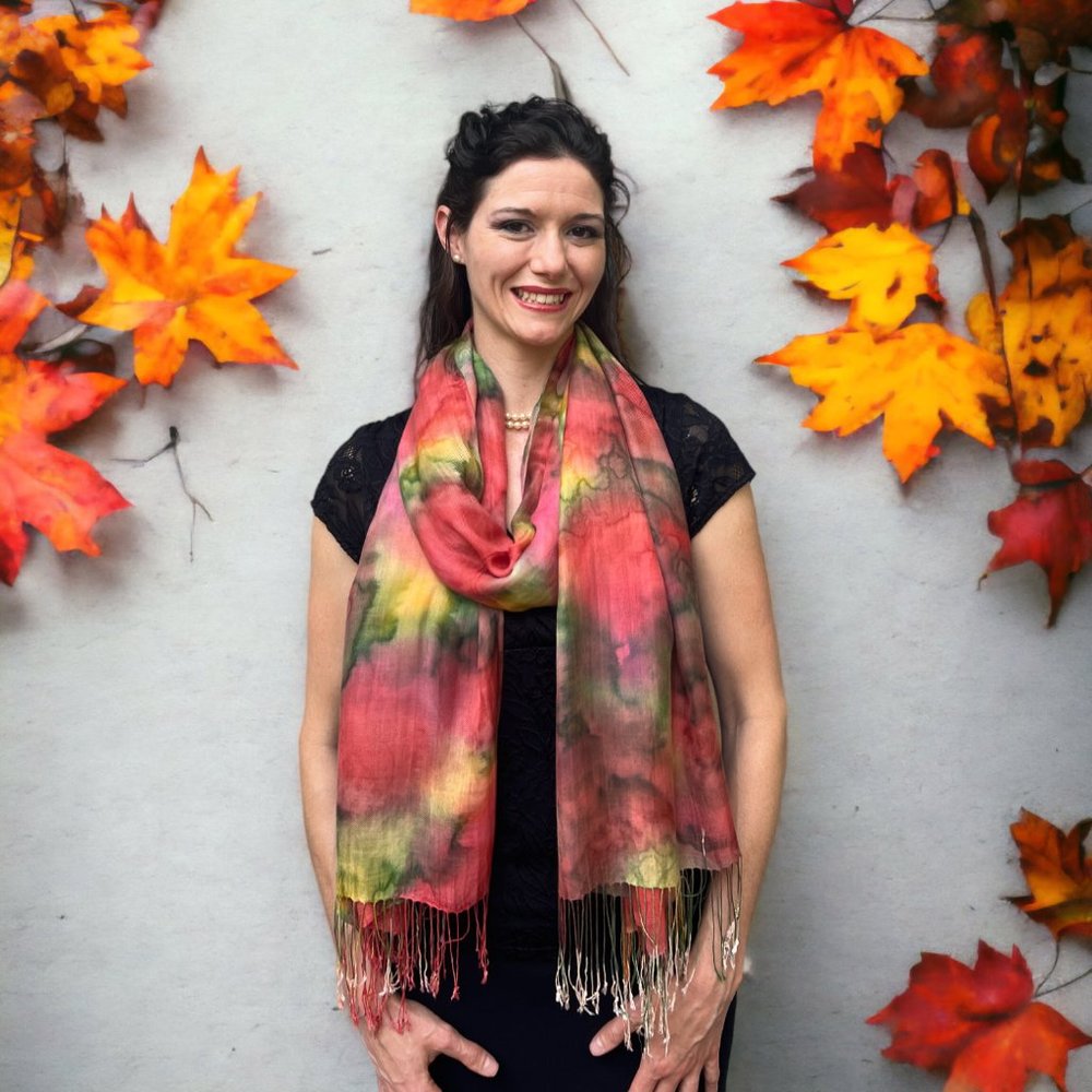 Autumn Modal Silk Watercolor Scarf